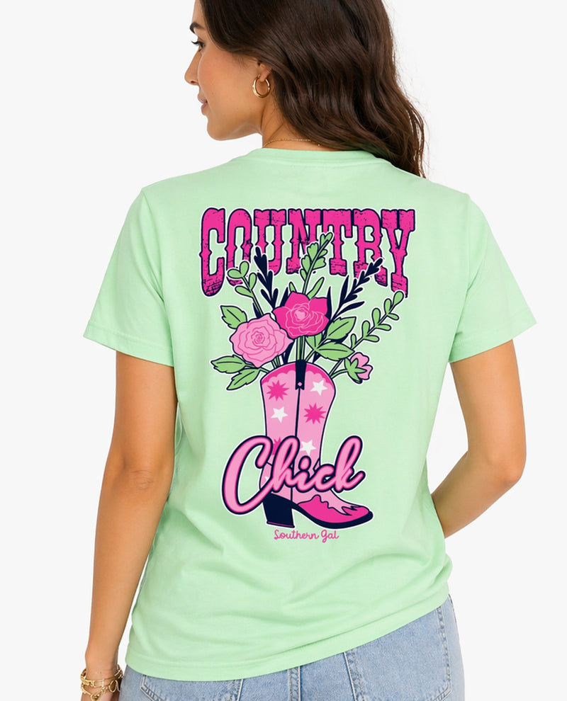 Southern Gal Country Chick Short Sleeve screen Tee Mint