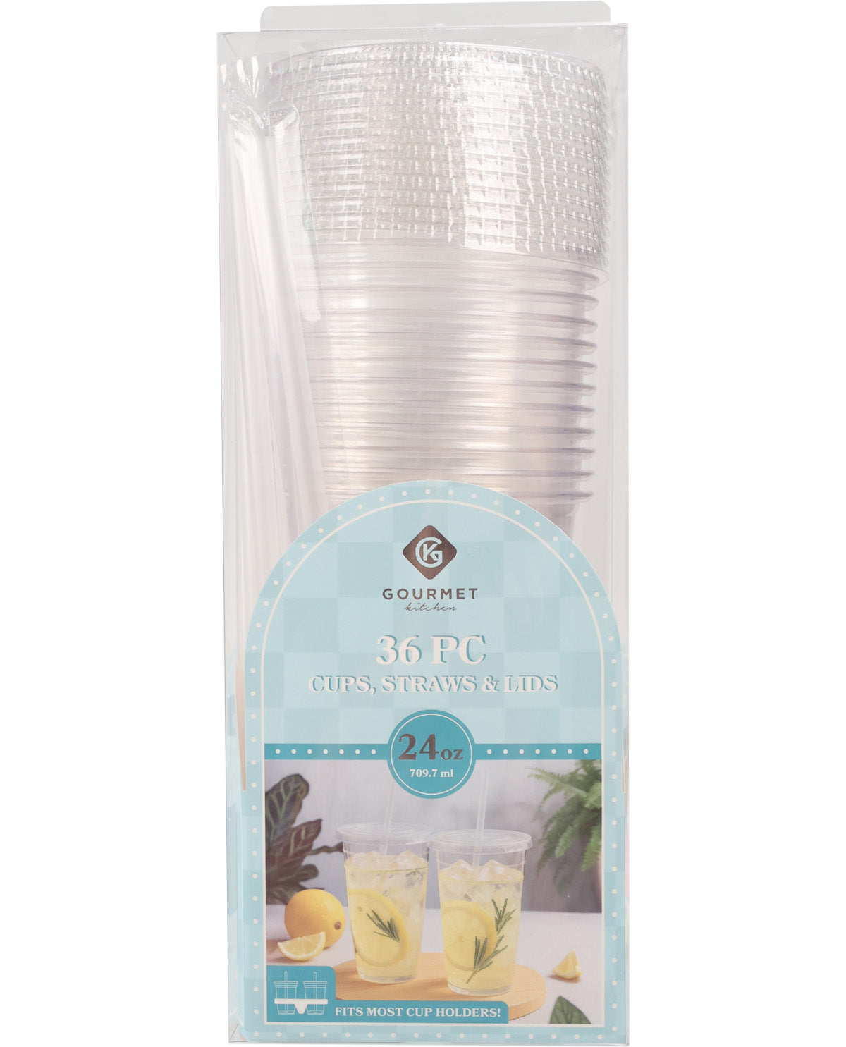 Gourmet Kitchen 24oz 12 Piece Disposable Plastic Cups - Clear