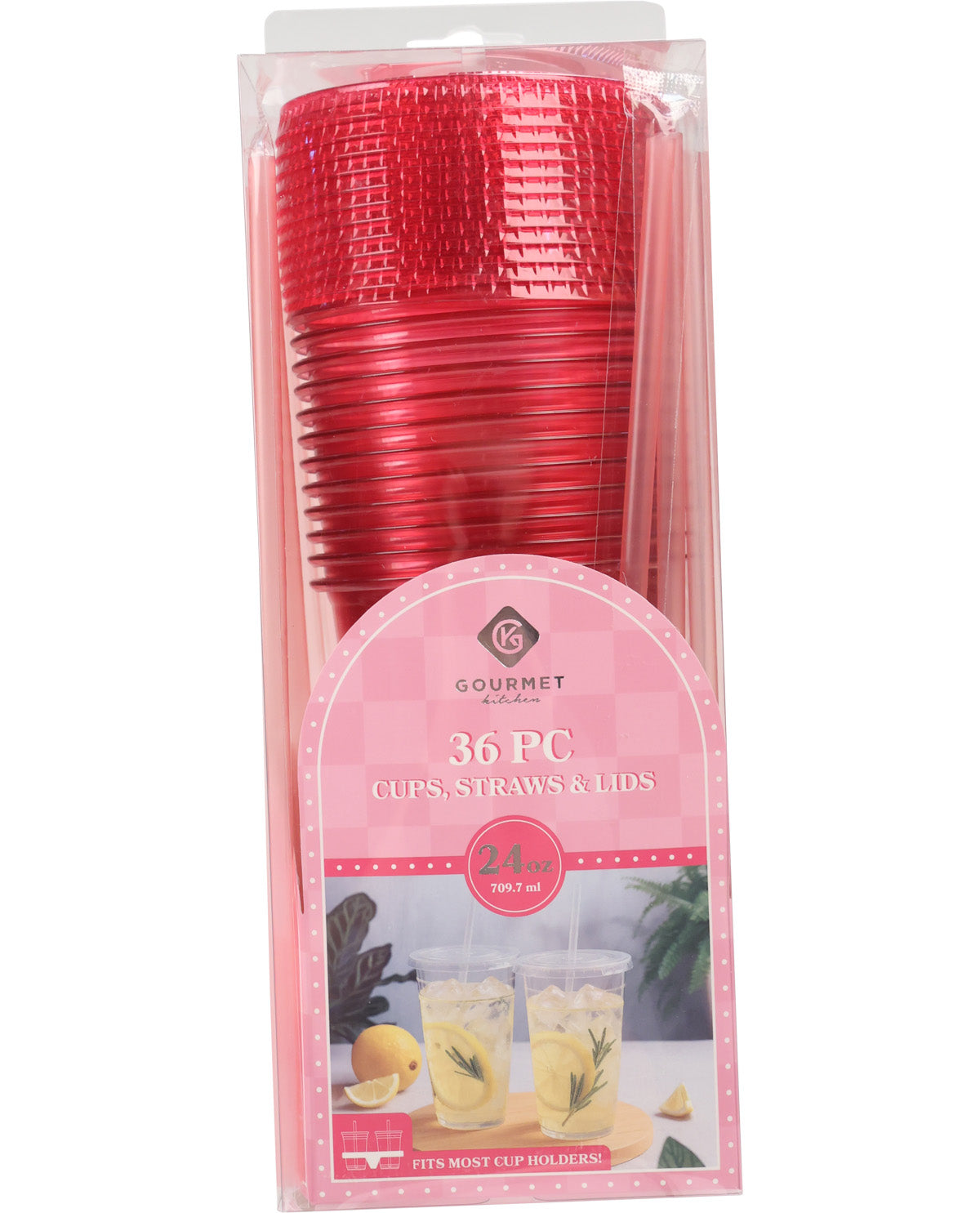 Gourmet Kitchen 24oz 12 Piece Disposable Plastic Cups - Sangria