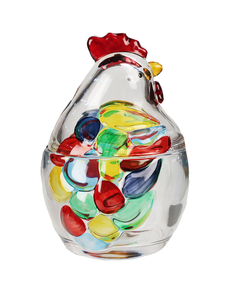 Multi 15.9oz Rooster Glass Jar W/Glass Lid