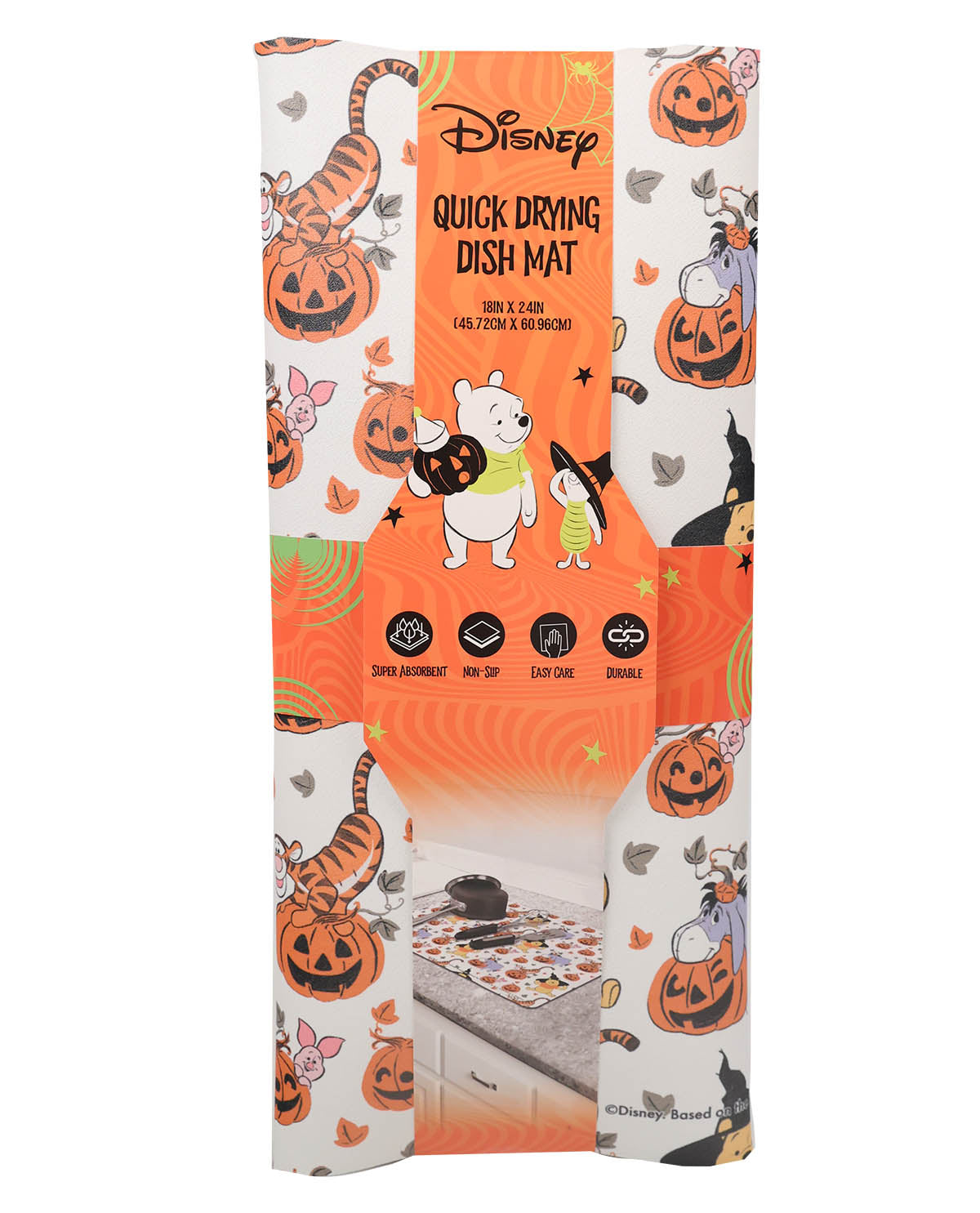 Disney Halloween-themed quick drying dish mat packaging on a white background