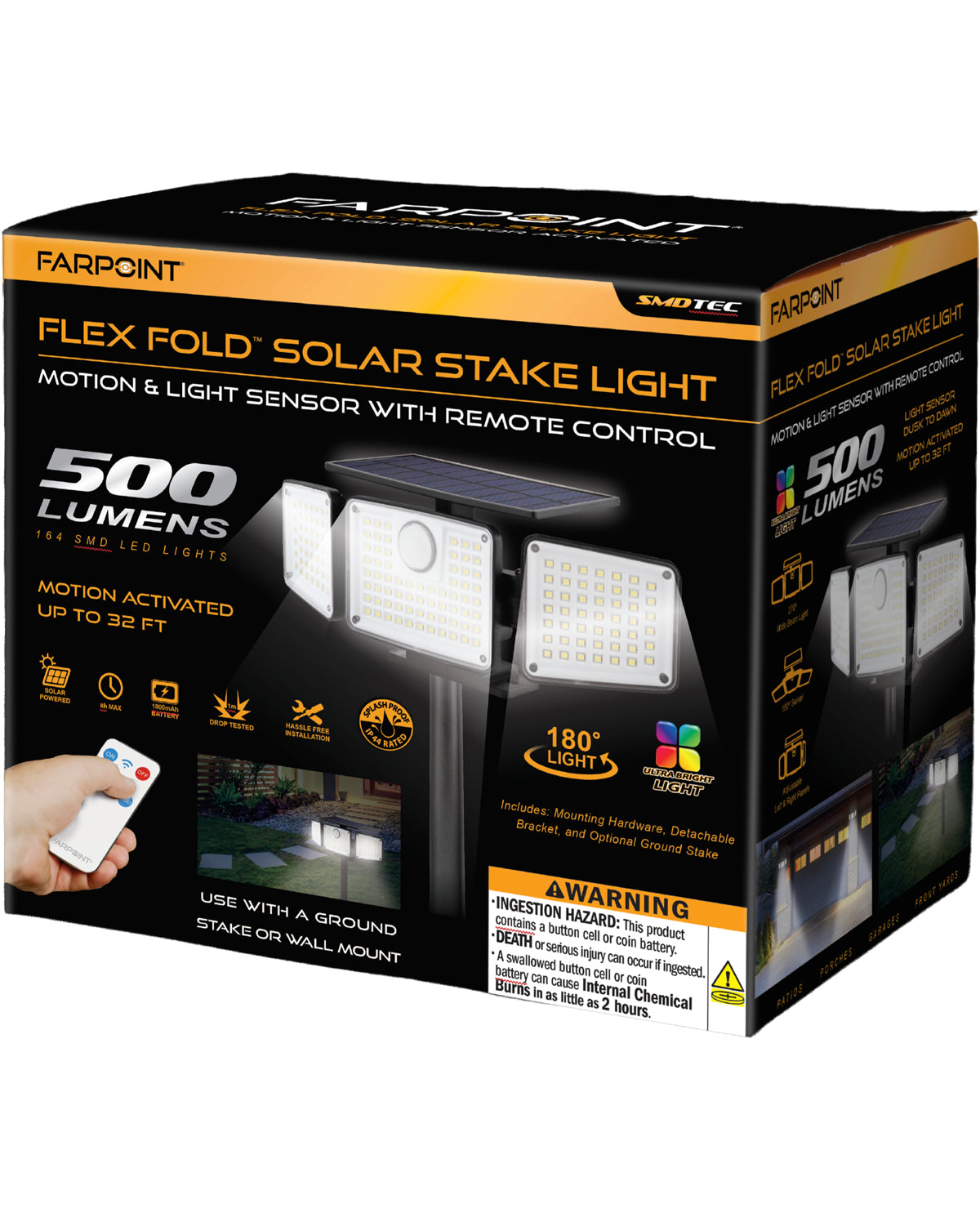 Flex Fold Solar Motion & Light Sensor Activated Box Pk
