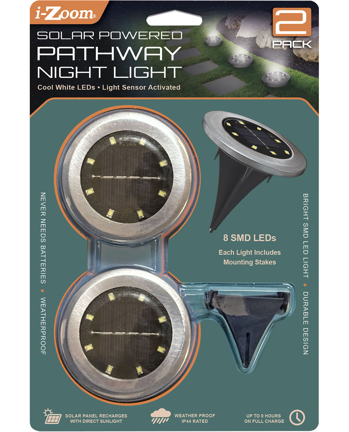 2pk Solar Pathway Light Cool White