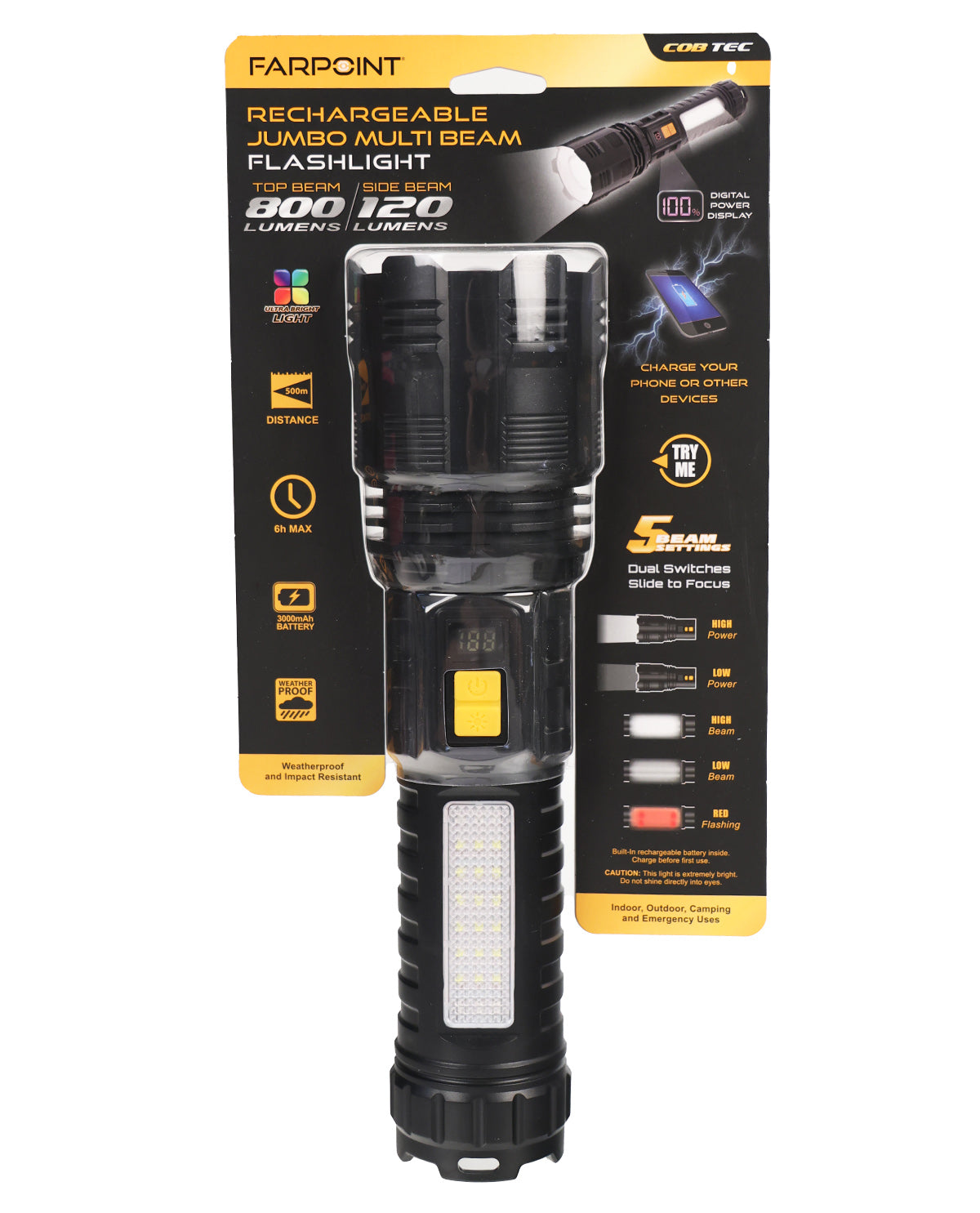 800LM Rechargeable Jumbo Flashlight