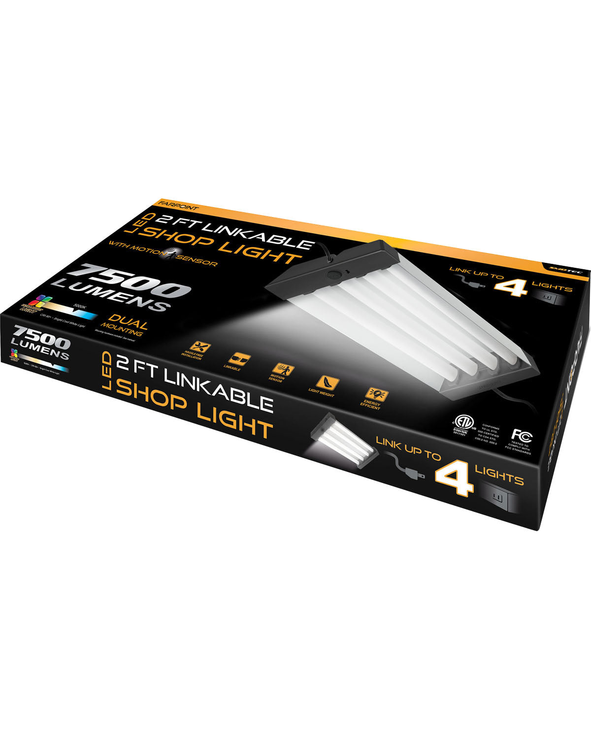 7500LM 2ft Shop Light With Motion Sensor