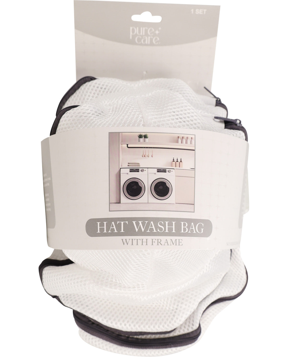 2 Piece Hat Wash Bag With Contrast Zip - Grey
