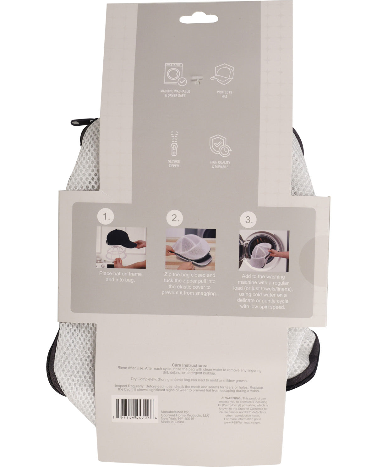 2 Piece Hat Wash Bag With Contrast Zip - Grey