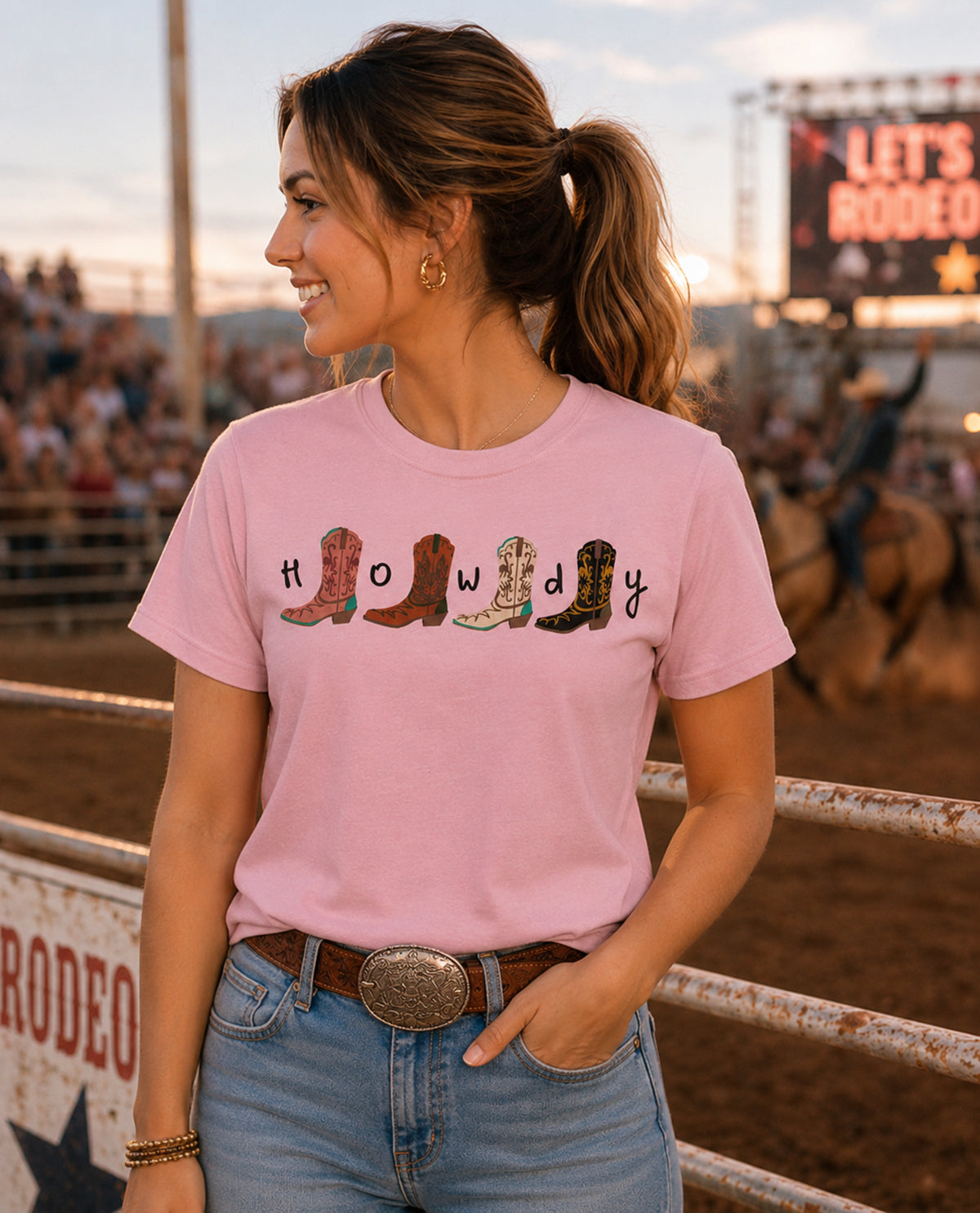 Howdy Short Sleeve Screen Tee Lt Pink