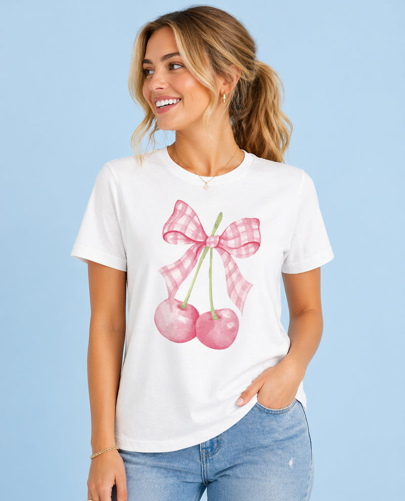 Cherry Short Sleeve Screen Tee White