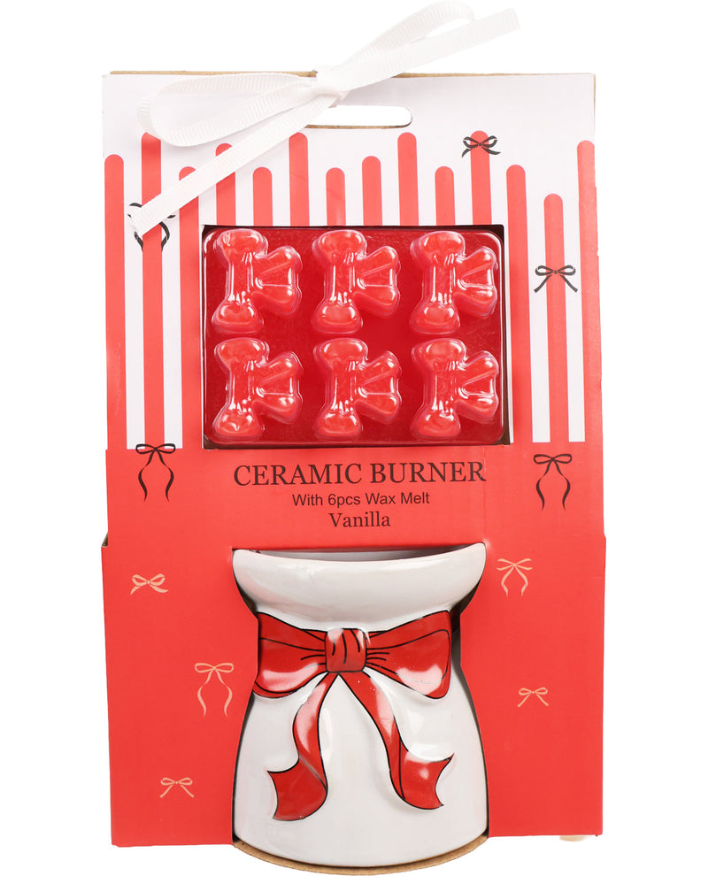 Ceramic burner with vanilla wax melts in a decorative box