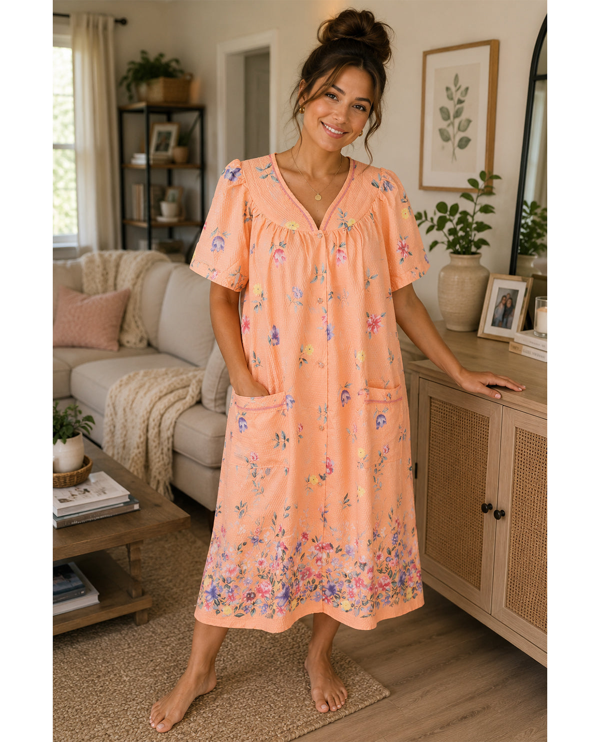 Elegant Emily Woven Zip Duster