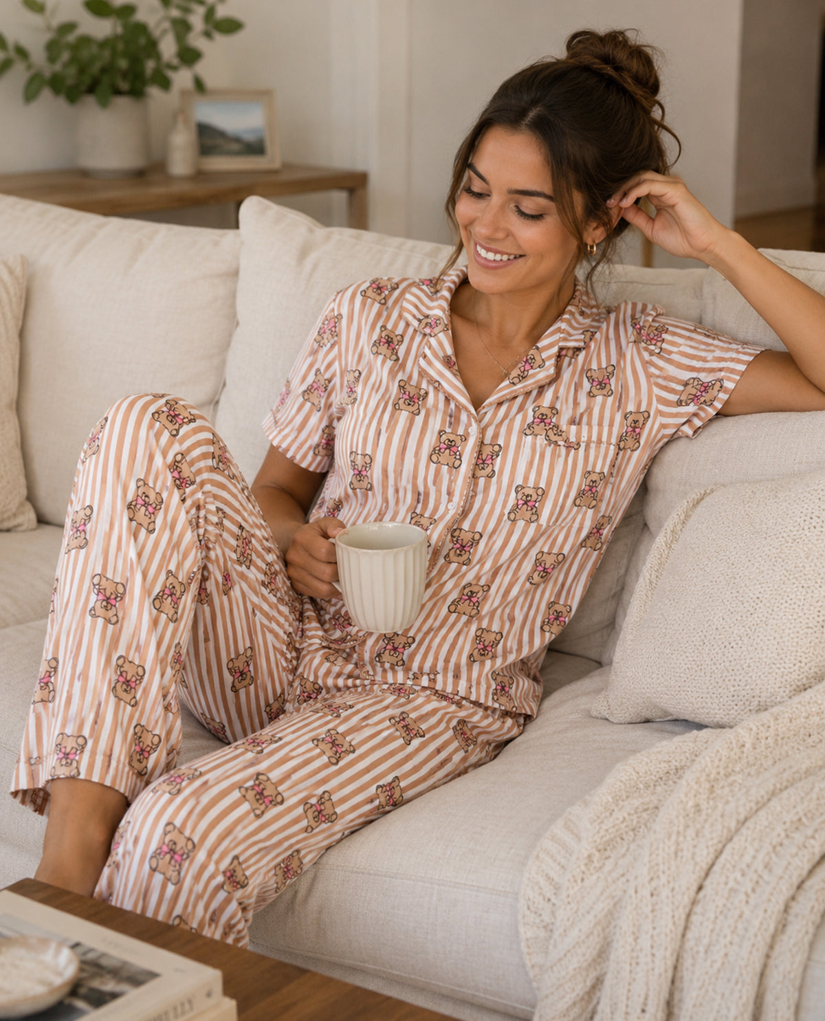Gabriella Notch Collar PJ Set Teddy Bears