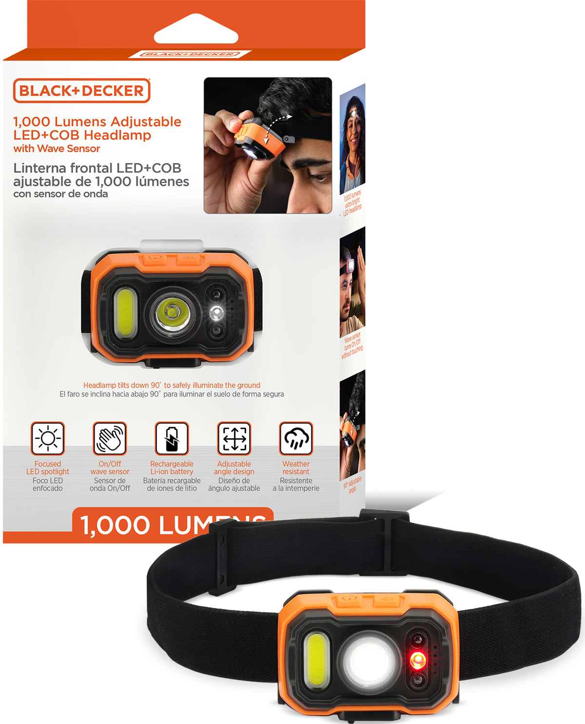 Black & Decker 1000lum Recharge LED Headlamp