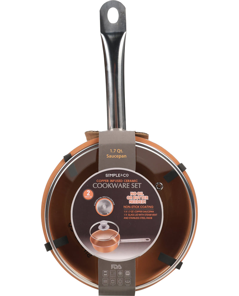 Cookware set with a saucepan and frying pan on a white background