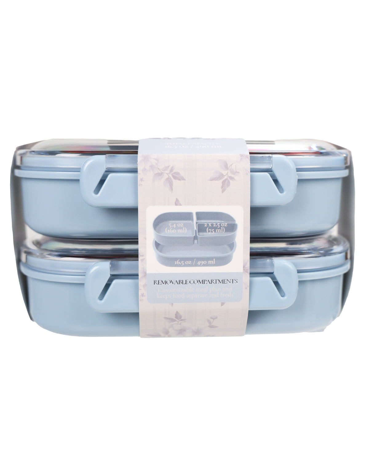 Winter Sky 2pk Lunch Kit With 3 Removable Compartments