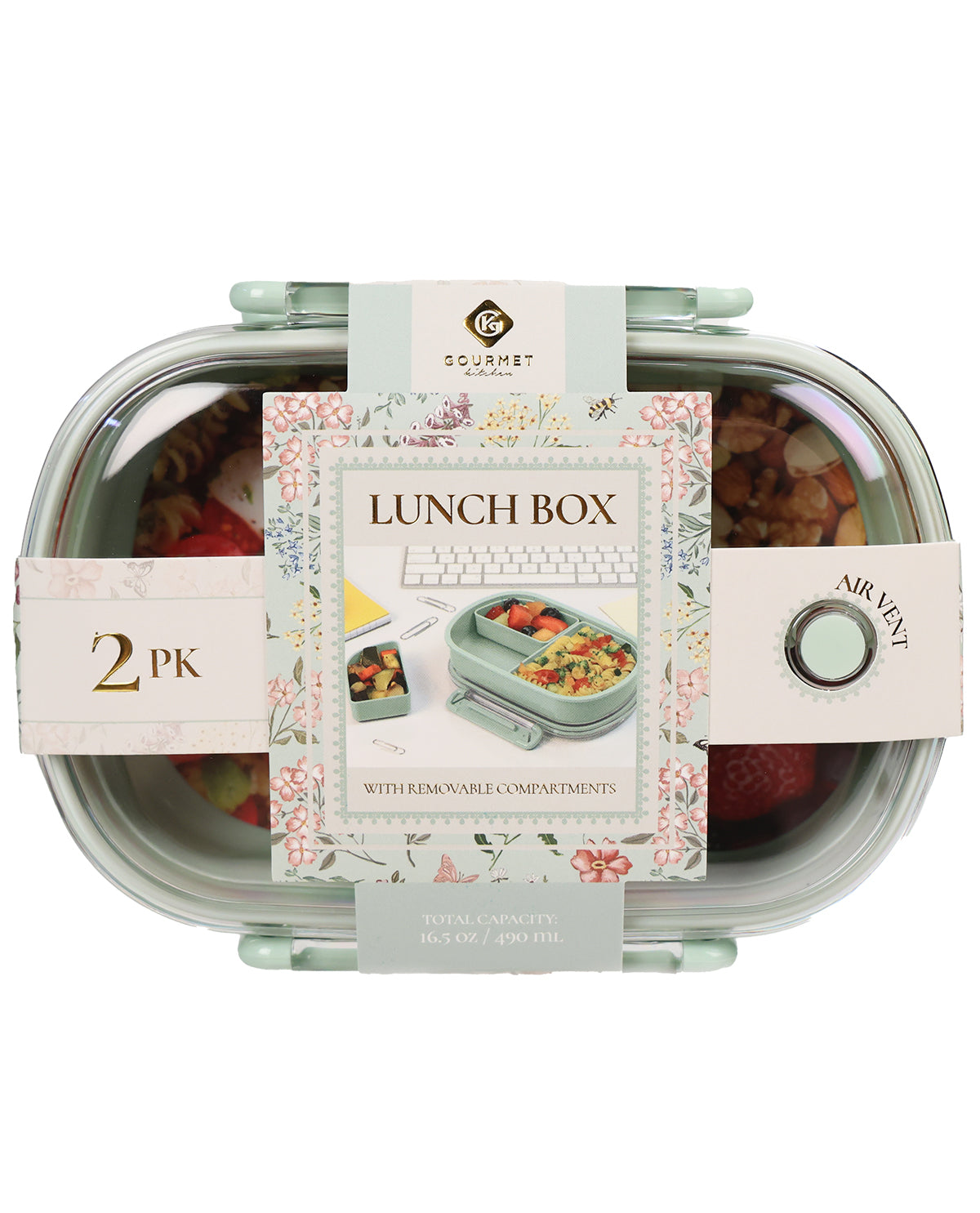 Dewkist Green 2pk Lunch Kit With 3 Compartments