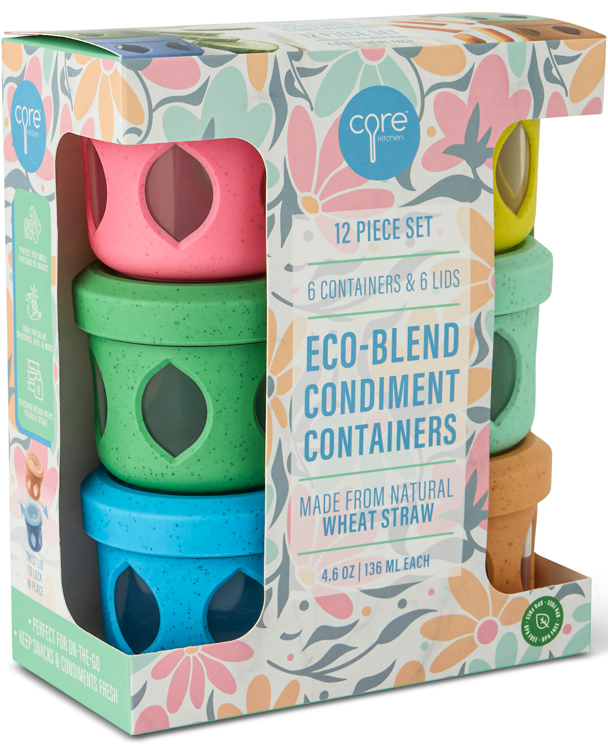 Packaging of eco-blend condiment containers with colorful design