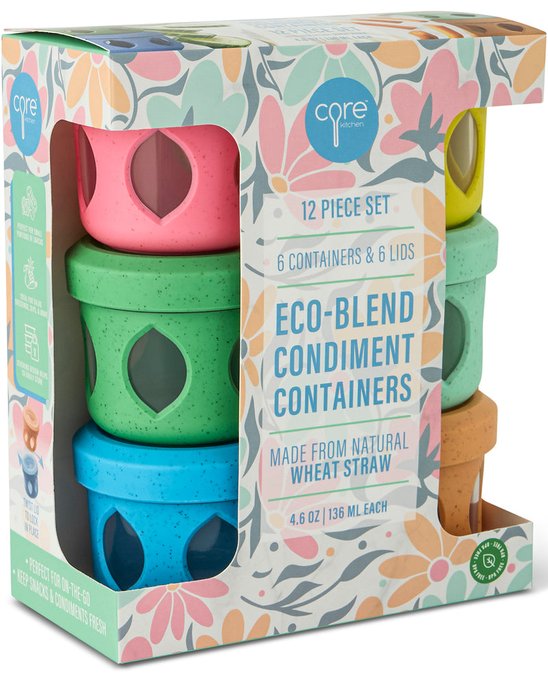 Packaging of eco-blend condiment containers with colorful design