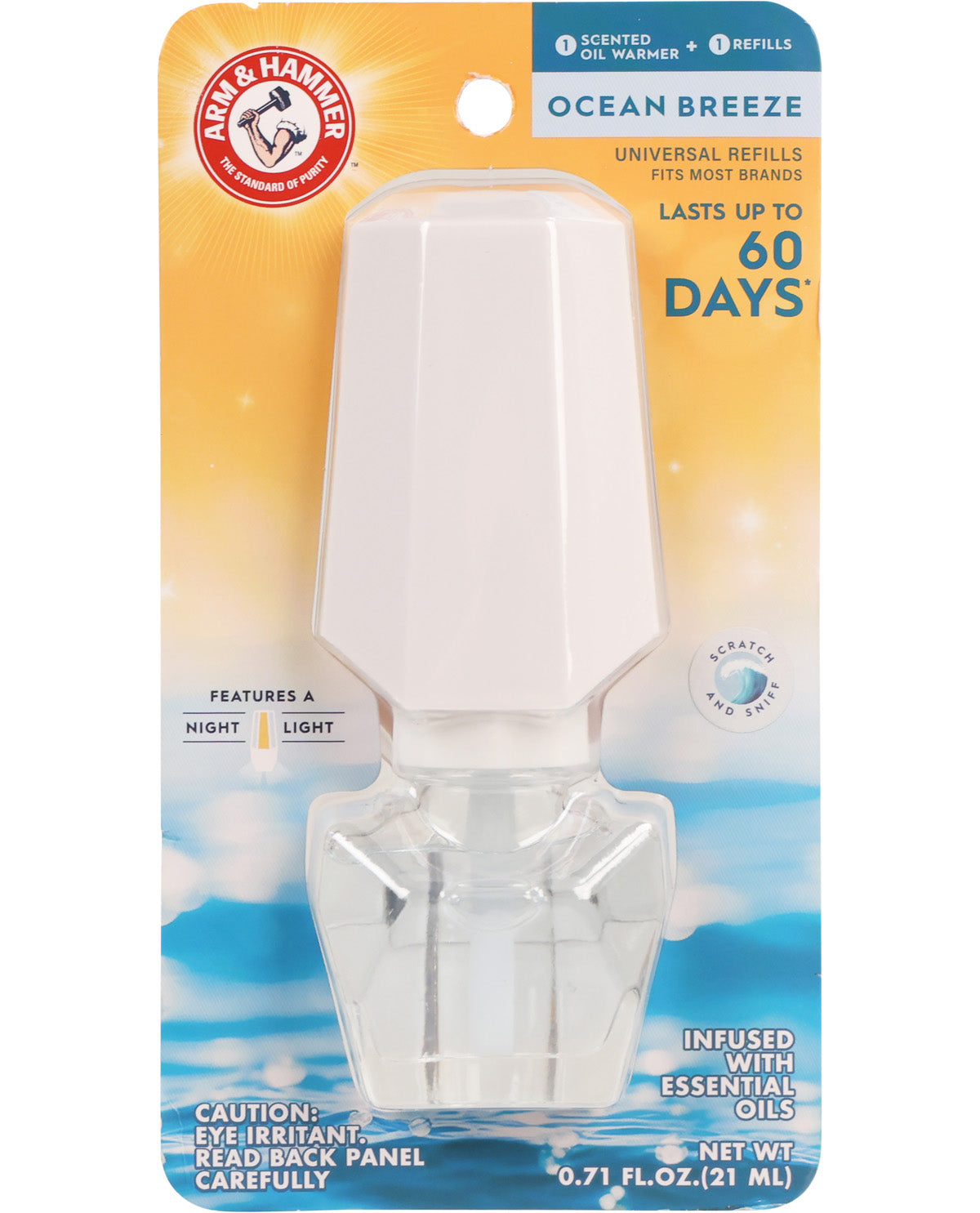 Arm & Hammer ocean breeze air freshener refills packaging with product inside.