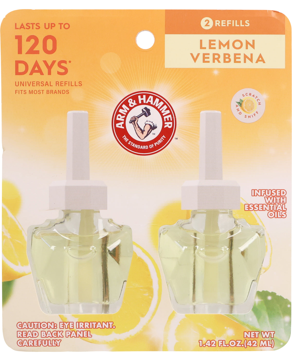 Arm & Hammer lemon verbena air freshener refills on packaging