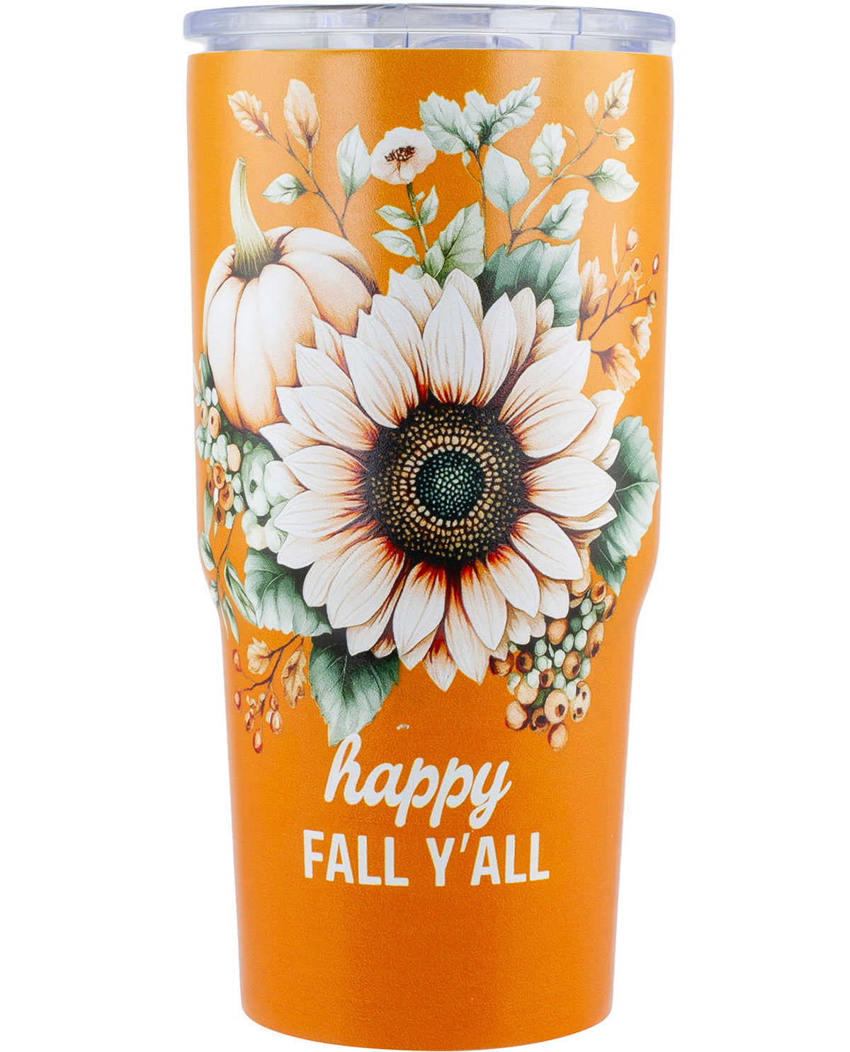 20oz Stainless Steel Tumbler Orange Happy Fall Yall