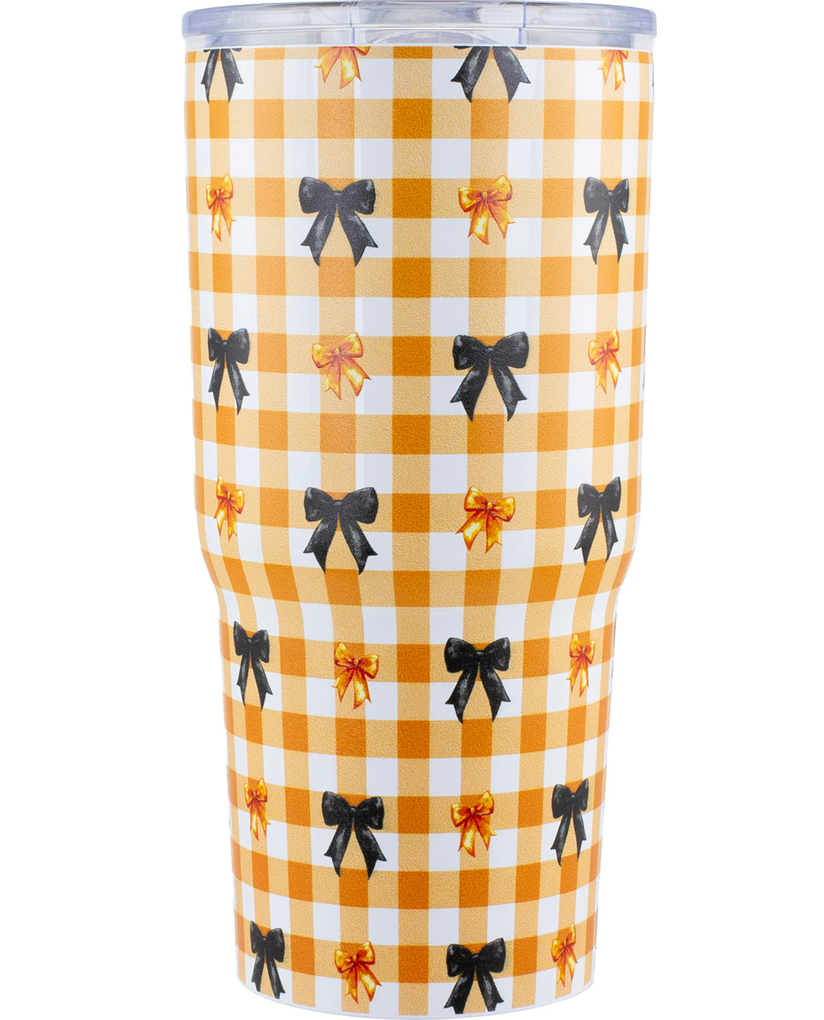 20oz Tumbler Orange Checker With Black Bows