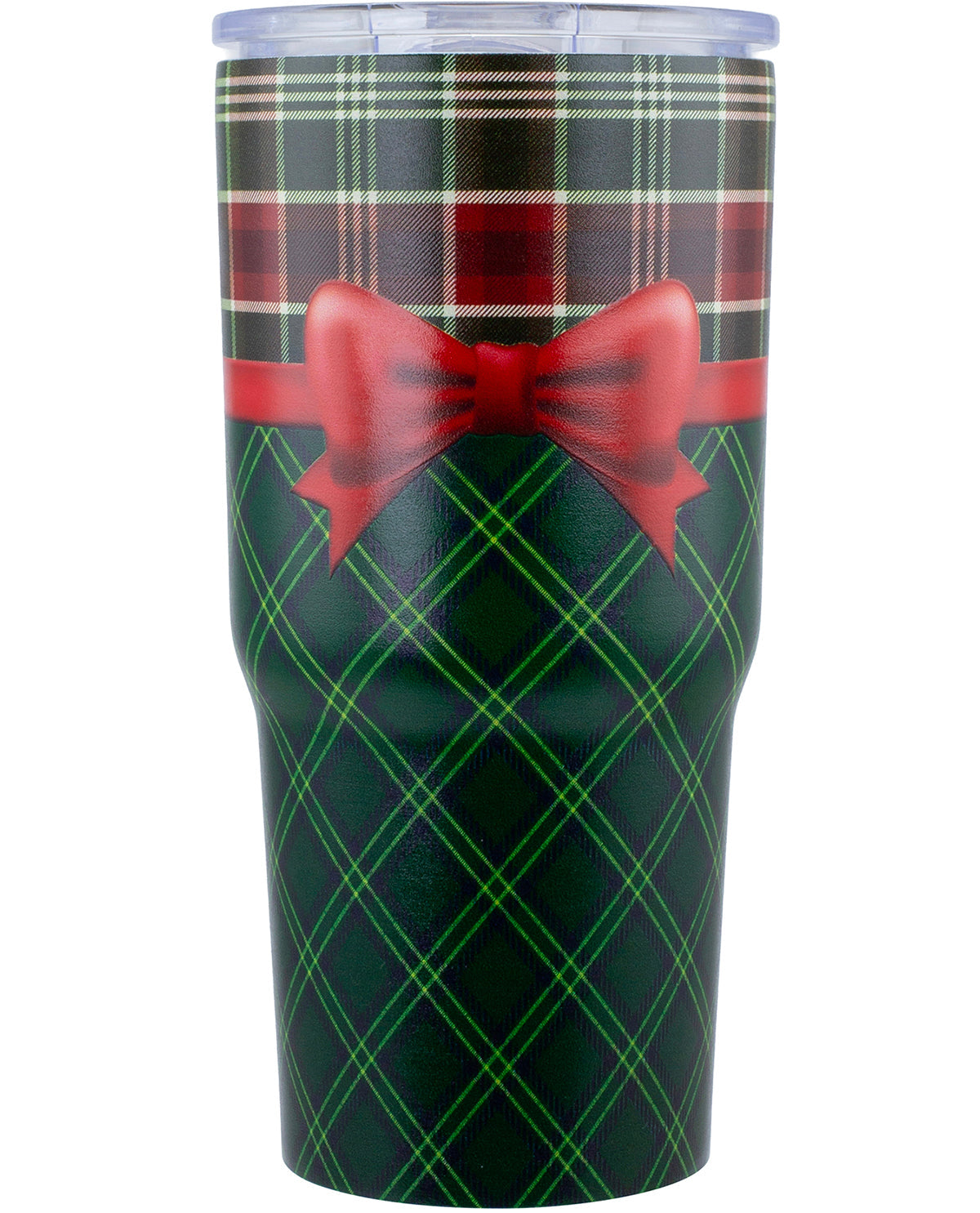20oz Tumbler Checker Print & Red Bow