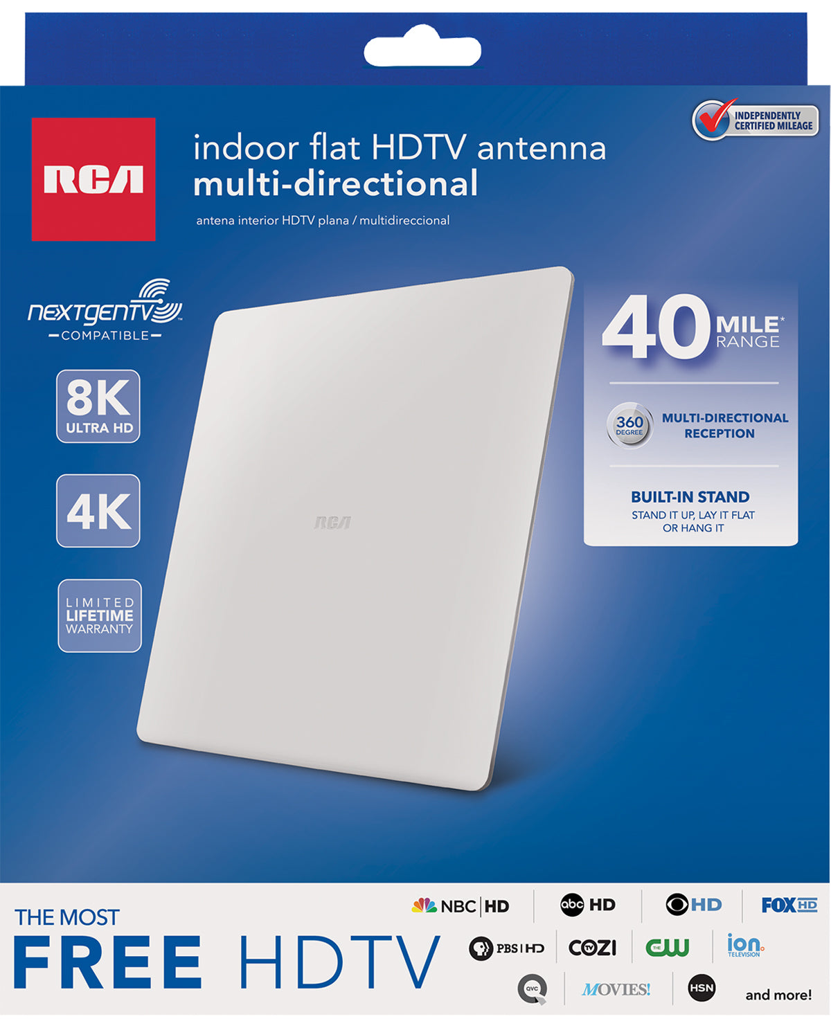 RCA Indoor Flat Antenna 40 Mile