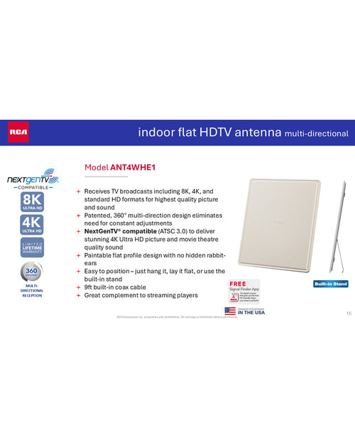 RCA Indoor Flat Antenna 40 Mile