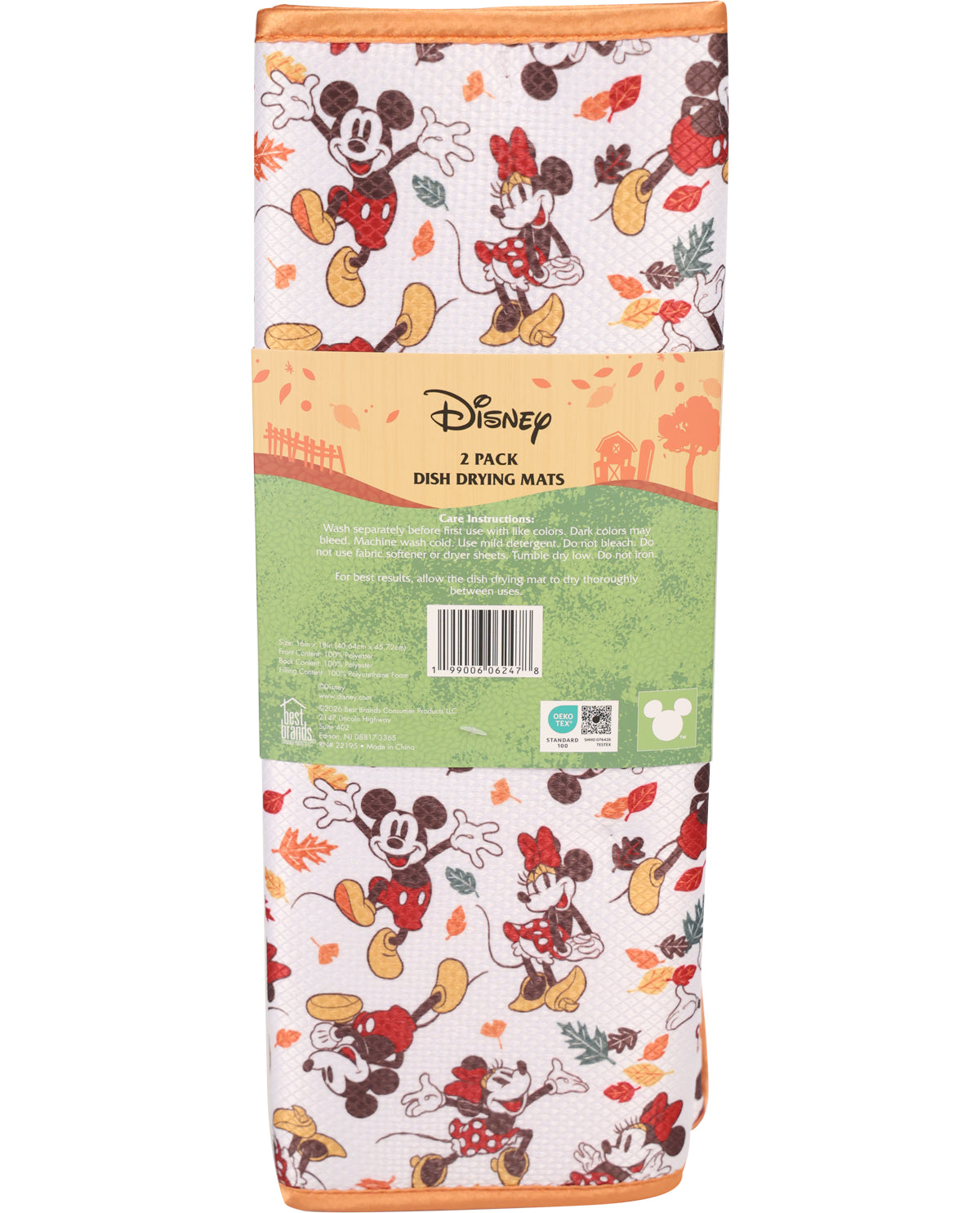 Packaged Disney dish drying mats with Mickey and Minnie Mouse design on a white background