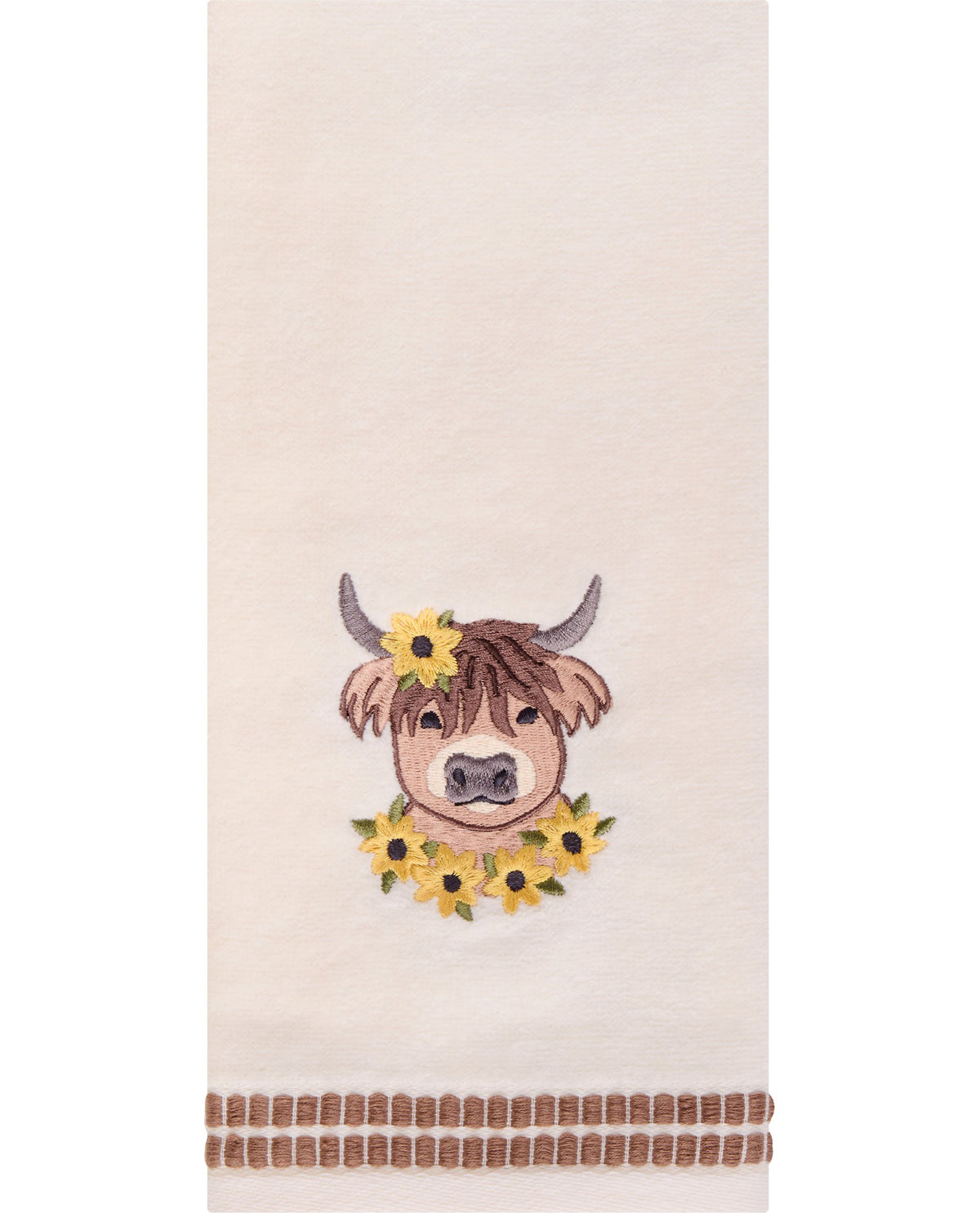 Floral Highland Cow Hand Towel