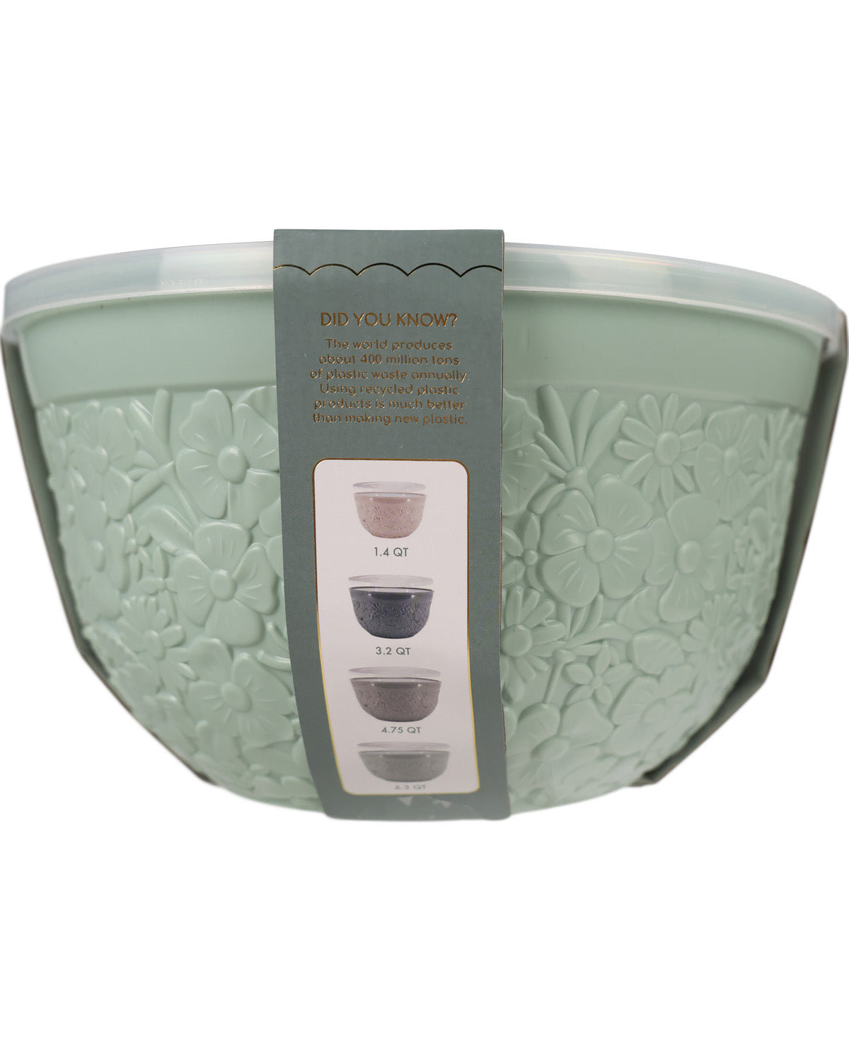 Sage 4 Piece Embossed Mixing Bowl & Lid Set