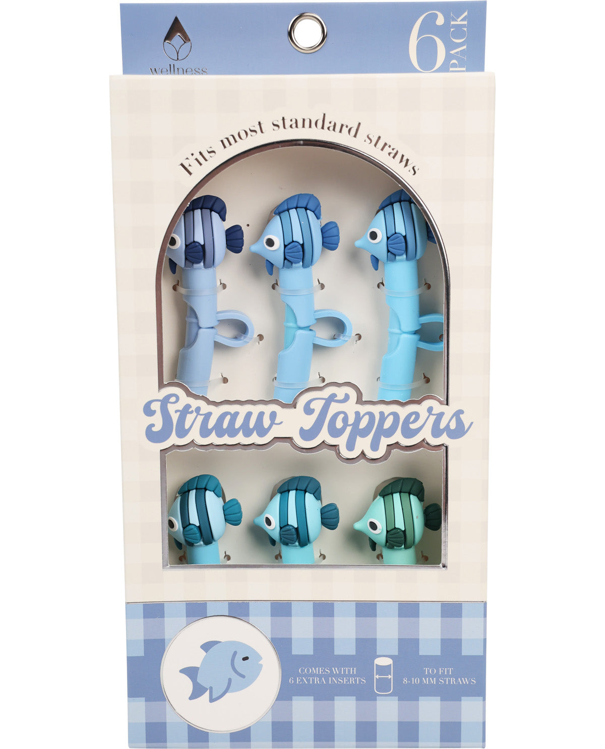 Wellness 6 Piece Silicone Straw Toppers - Fish