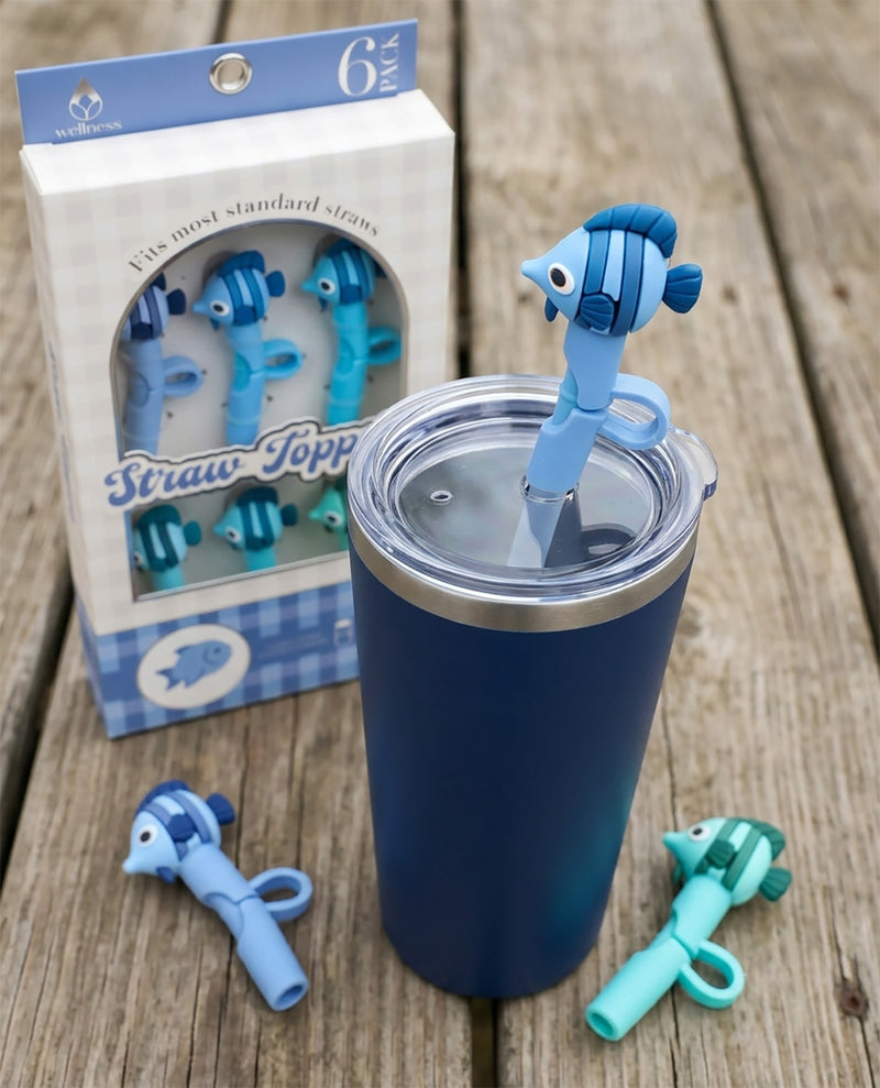 Fish 6pk Silicone Straw Toppers