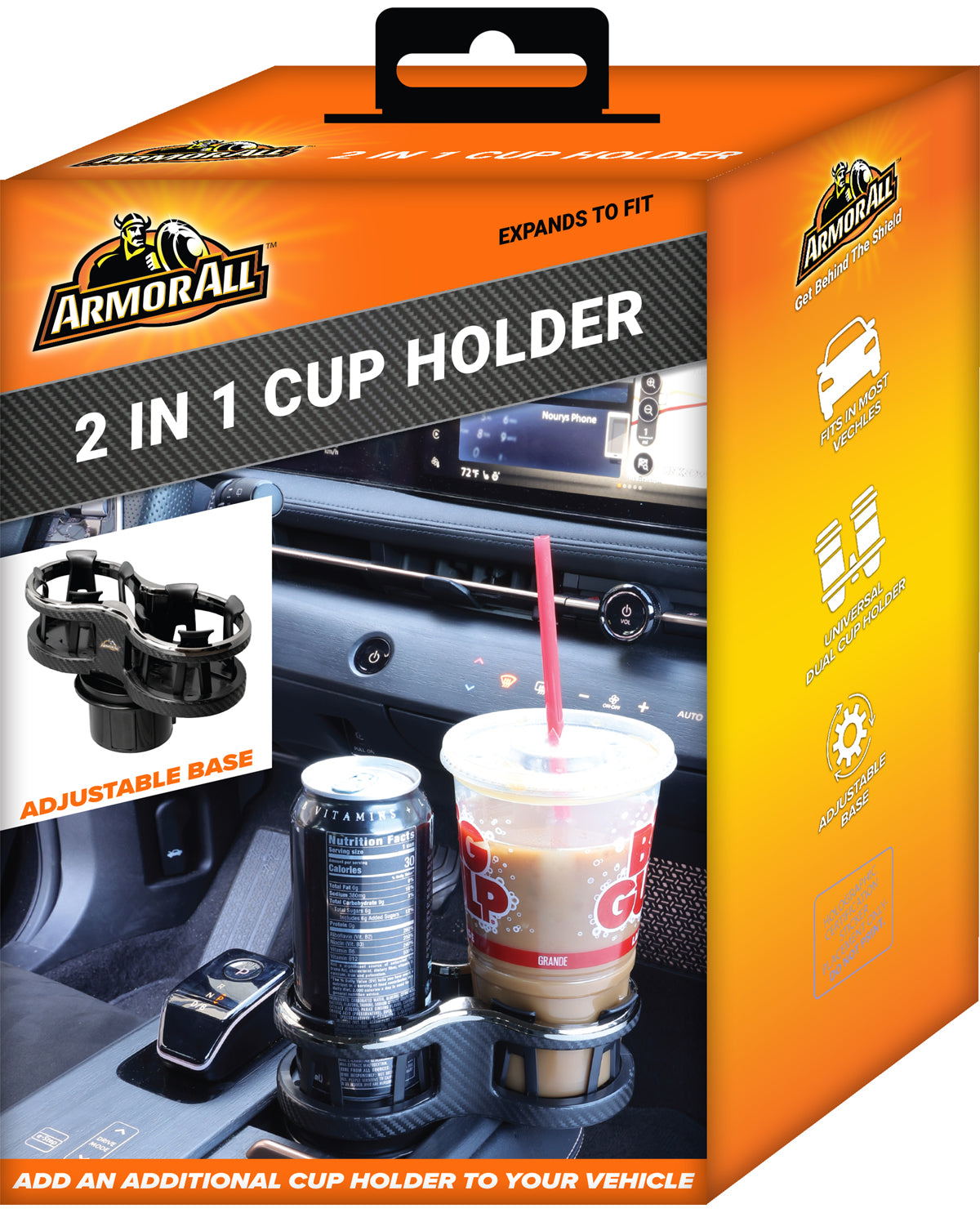 2 In 1 Cup Holder Rotated to Fit Vehicle