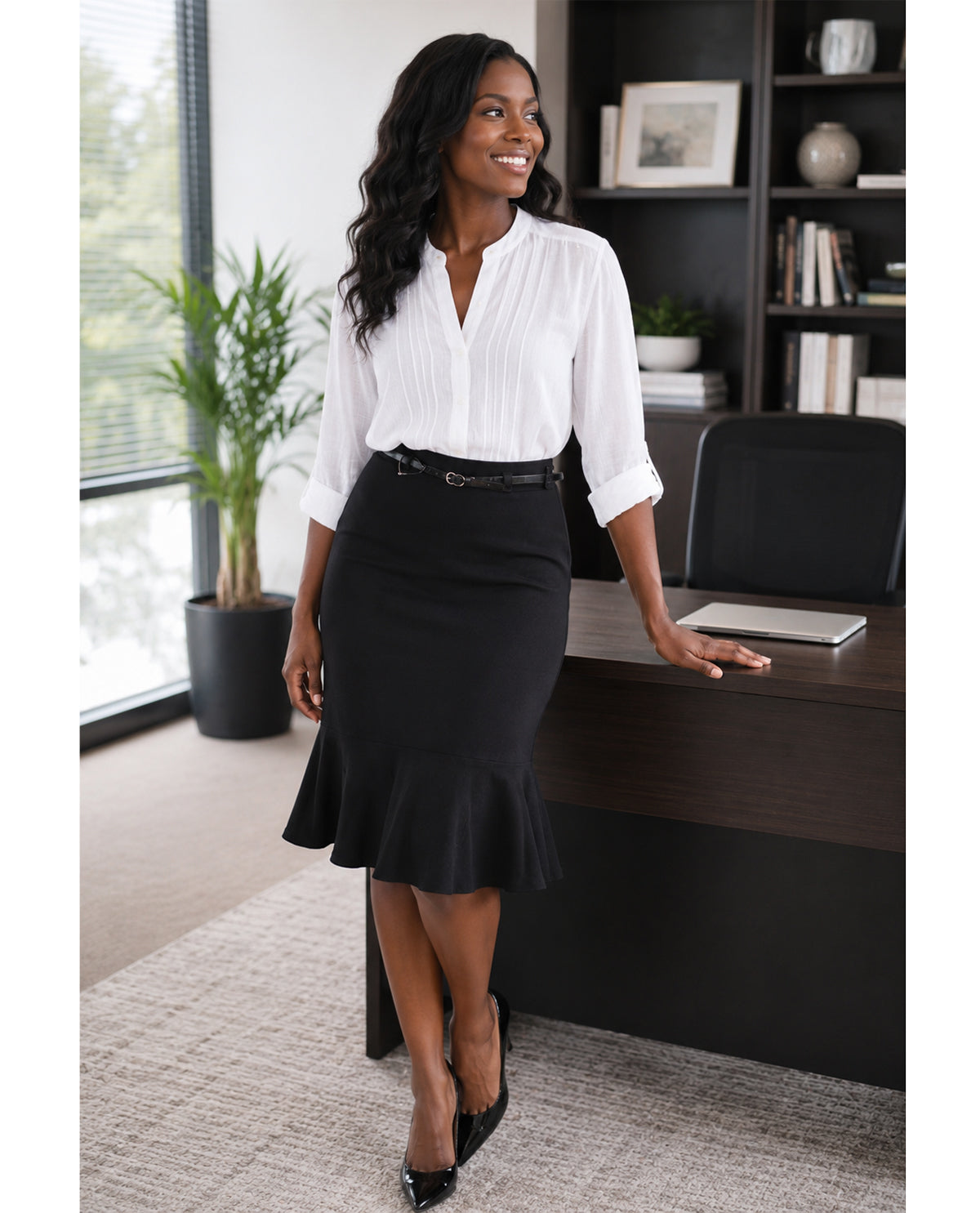 Hope & Harlow Scuba Crepe Skirt Black