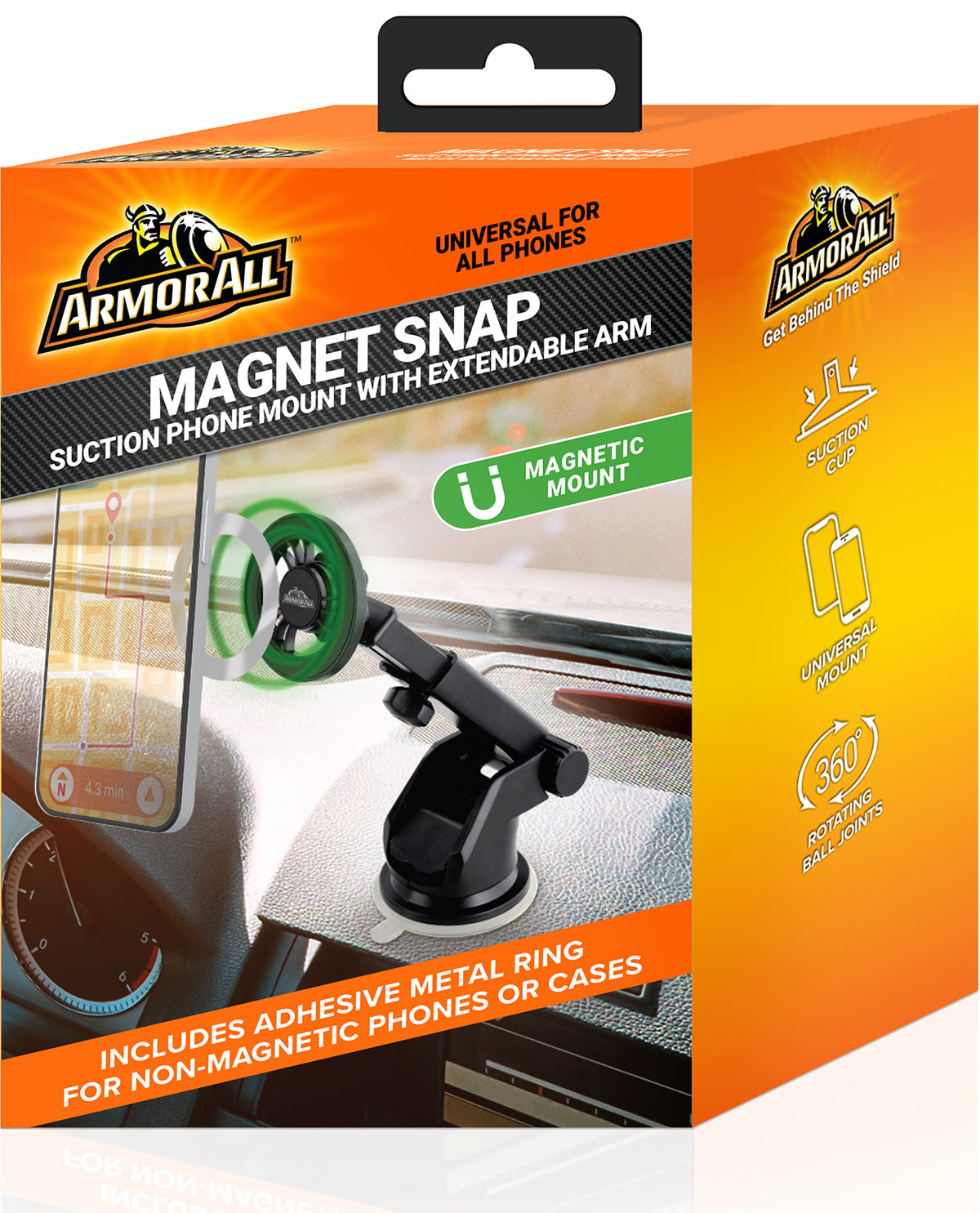 Magnet Snap Suction Phone Mount With Extendable Arm