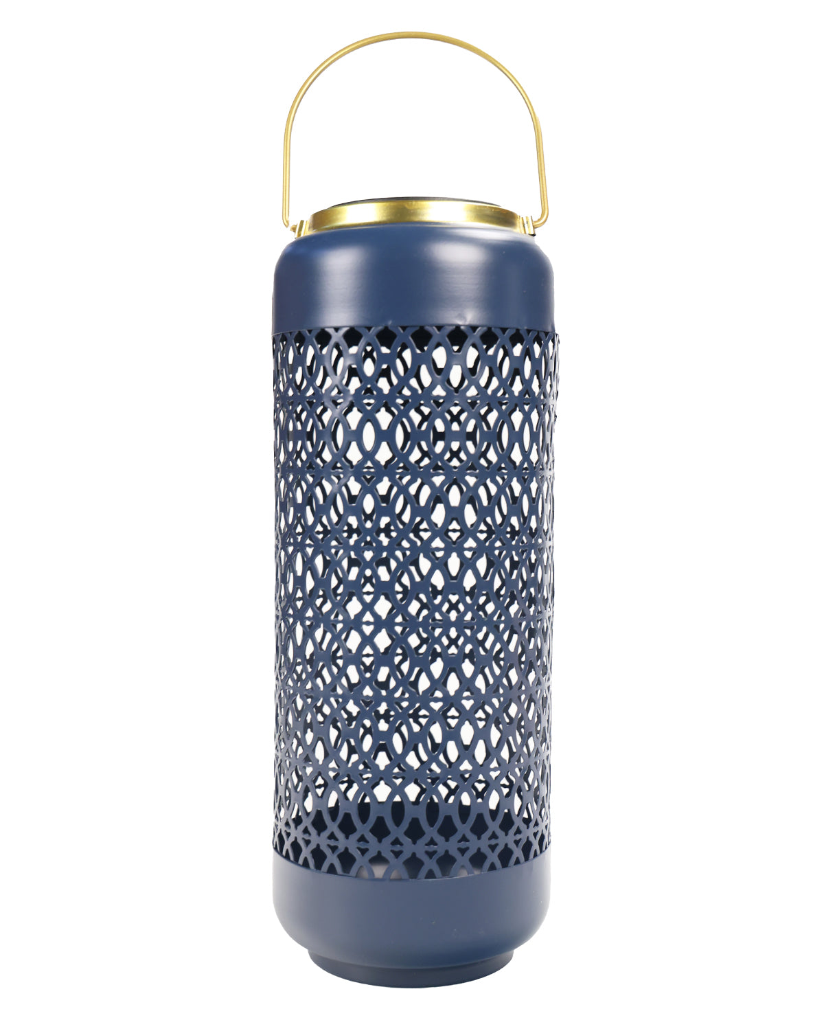 Blue lantern with gold handle on a white background