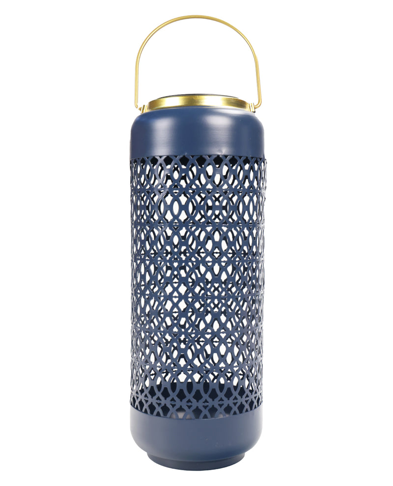 Blue lantern with gold handle on a white background