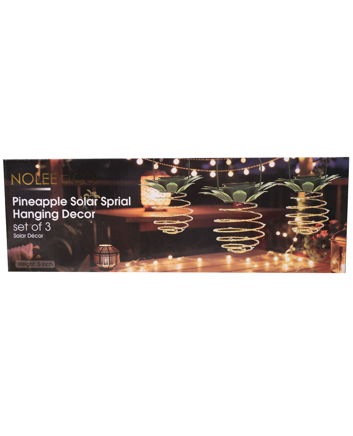 Set Of 3 Pineapple Solar Spiral Lights