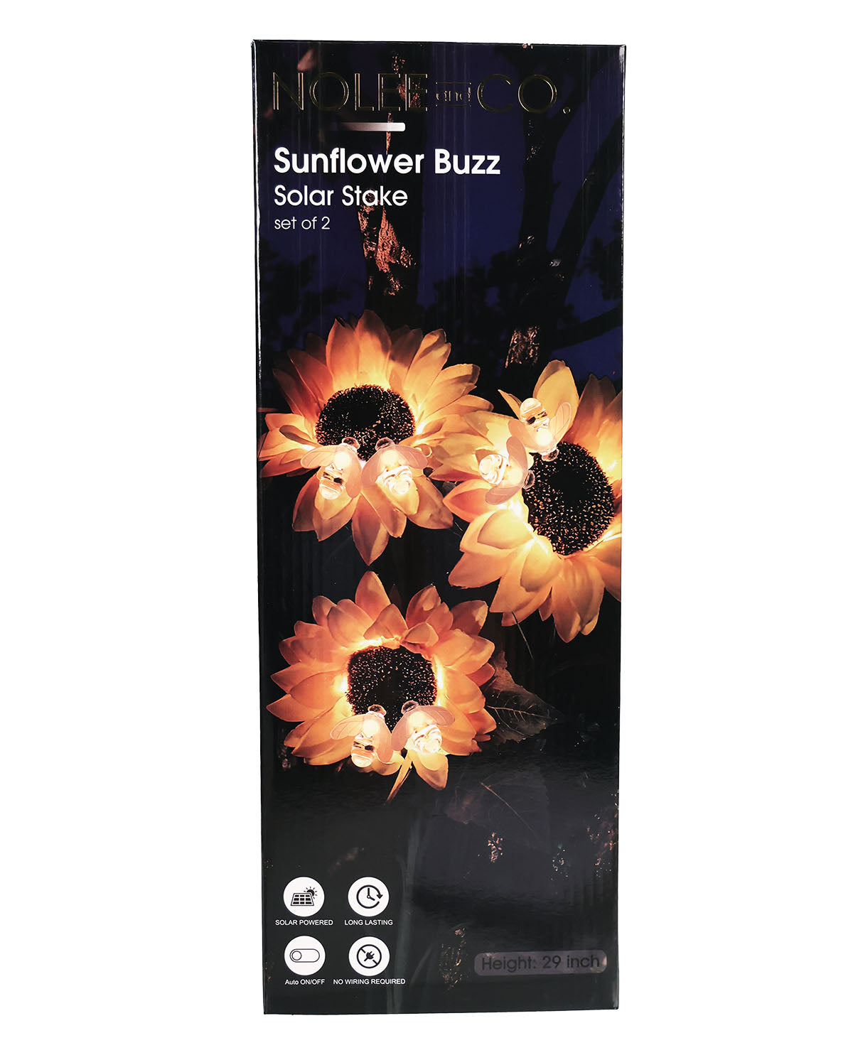 Set Of 2 Sunflower Buzz Solar Stakes