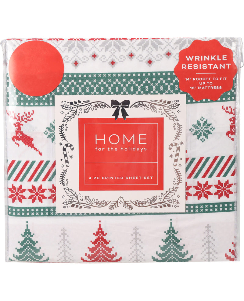 Home For The Holidays Fair Isle 4 Piece Full Sheet Set