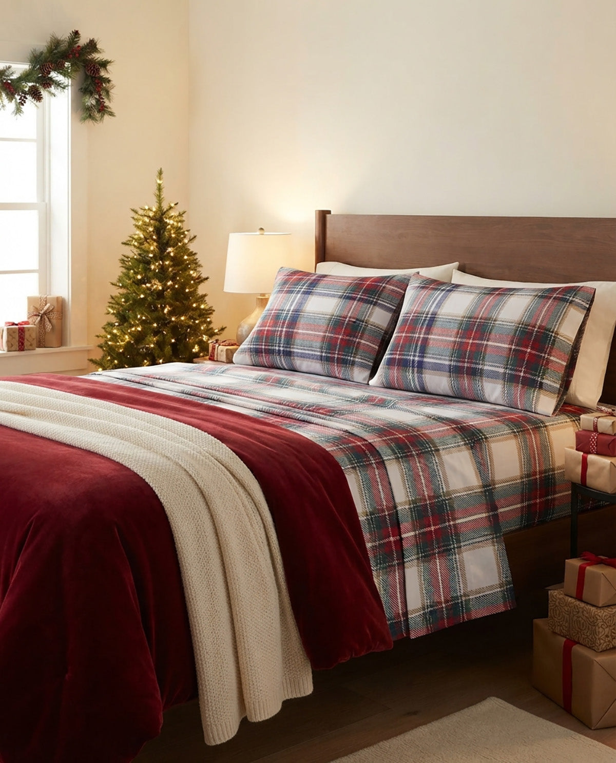 Home For The Holidays Plaid 4 Piece Queen Sheet Set