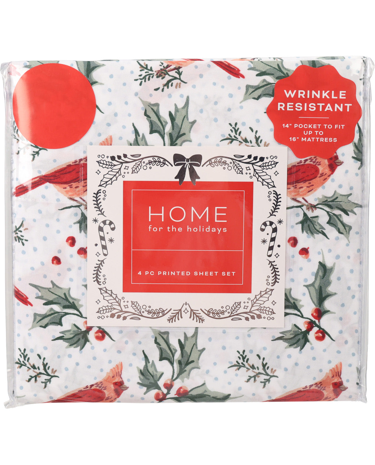 Home For The Holidays Cardinals 4 Piece Full Sheet Set