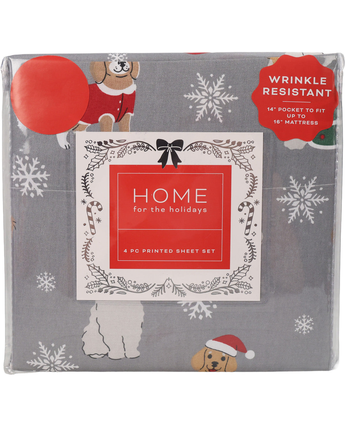 Home For The Holidays Christmas Pups 4 Piece Full Sheet Set