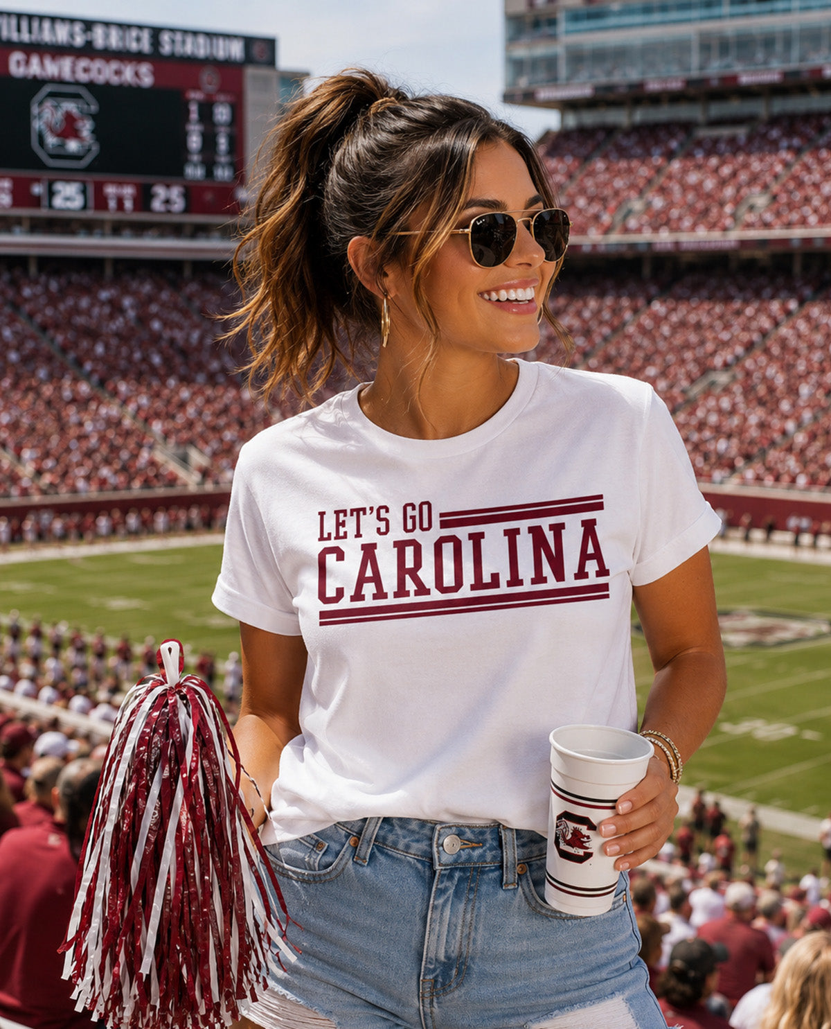 USC Stripes Short Sleeve Screen Tee White