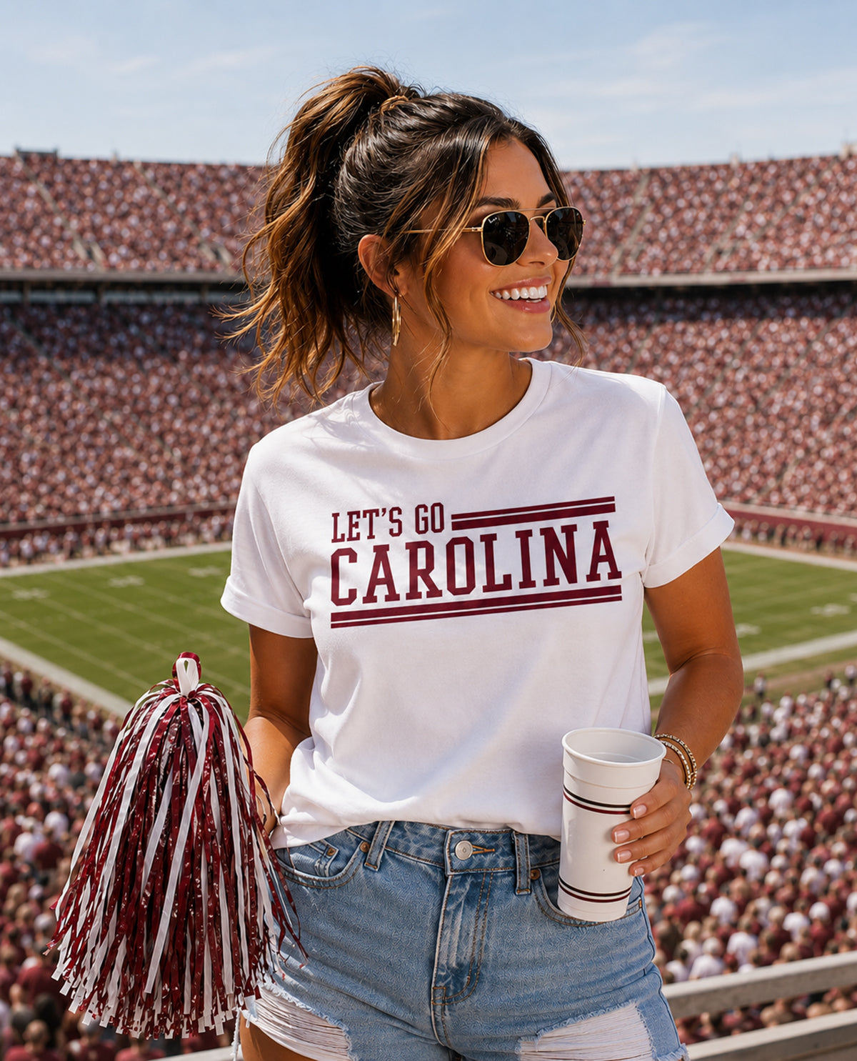 USC Stripes Short Sleeve Screen Tee White