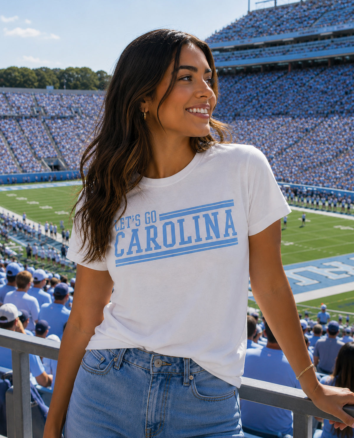 UNC Stripes Short Sleeve Screen Tee White