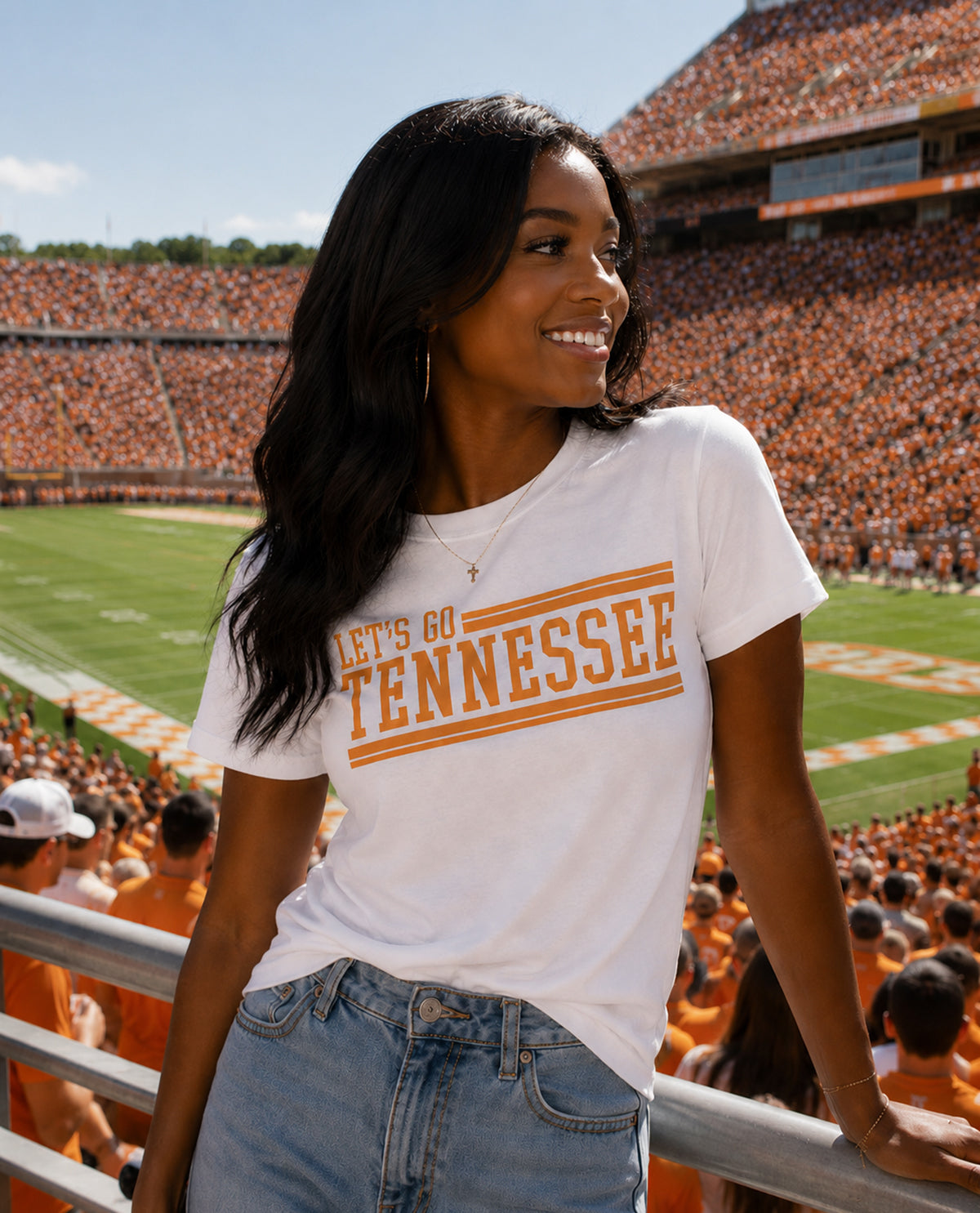 Tennessee Stripes Short Sleeve Screen Tee White