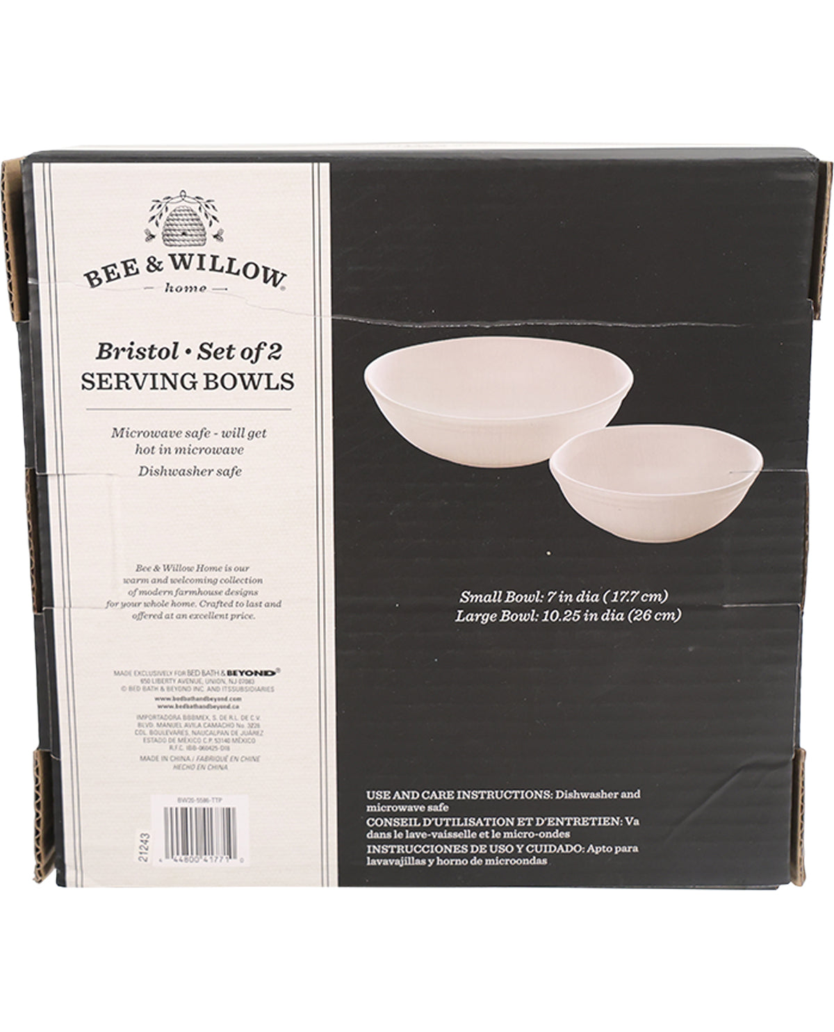 Bee & Willow Bristol Set of 2 Serving Bowls in its original black and white cardboard packaging box.